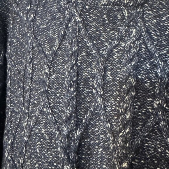 Banana Republic Sweater Mens Preppy Navy white Cable Knit Shawl Neck Yak Hair L - Picture 5 of 14